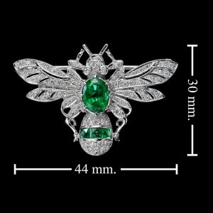 Alternative view of 2.10 Carat Zambian Emerald Diamond W/G Brooch (C0348)