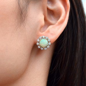 Alternative view of Ethiopian Opal Diamond Y/G Stud Earrings (E1700-05)