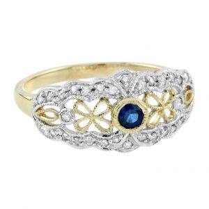 Blue Sapphire Diamond Halo Ring (R1226)