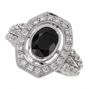 Onyx Diamond Halo Ring (R1289)