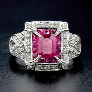 Ruby Diamond Halo Engagement Ring (R1953)