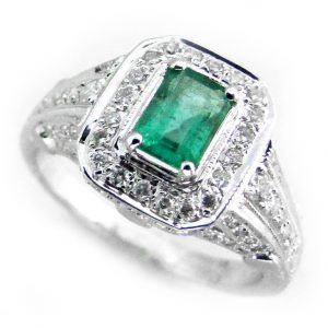 Emerald Diamond Halo Ring (R2180)