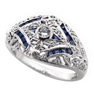 Diamond Sapphire Engagement Ring (R2371)
