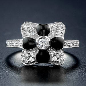 Alternative view of Diamond Enamel Cluster Ring (R2401)
