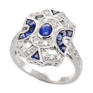 Diamond Sapphire Cluster Ring (R2458)