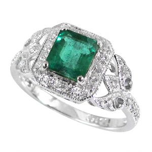 Emerald Diamond Halo Ring (R2592)