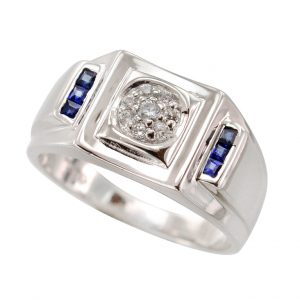 Blue Sapphire Diamond Band Ring (R2596)