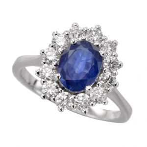 Blue Sapphire Diamond Halo Ring (R2684)