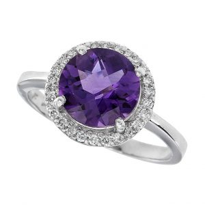 Amethyst Diamond Halo Engagement Ring (R2785)