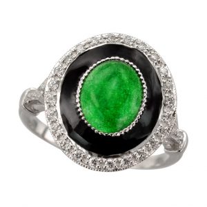 Jade Diamond Enamel Halo Ring (R2880)