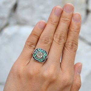 Alternative view of 1.05 Carat Fancy Diamond Emerald Onyx Diamond W/G Ring (R2904)