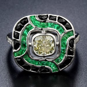 1.05 Carat Fancy Diamond Emerald Onyx Diamond W/G Ring (R2904)