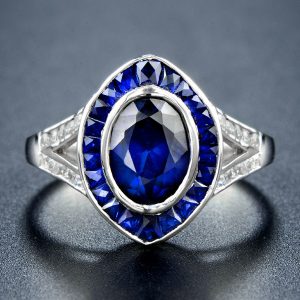 Blue Sapphire Diamond Target Ring (R2997)