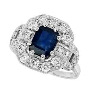 Blue Sapphire Diamond Halo Ring (R3059)