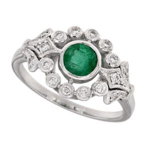 Emerald Diamond Halo Ring (R3140)