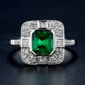 Emerald Diamond Halo Ring (R3353)