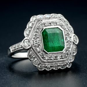 Emerald Diamond Halo Ring (R3356)