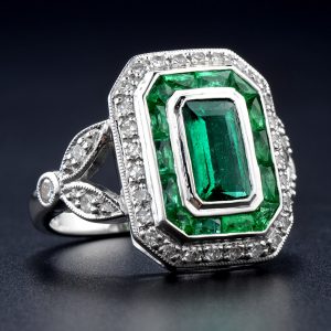 Emerald Diamond Halo Ring (R3360)