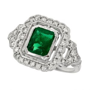 Emerald Diamond Halo Ring (R3362)