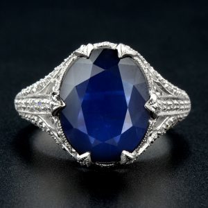 Alternative view of Blue Sapphire Diamond Solitaire Ring (R3404)