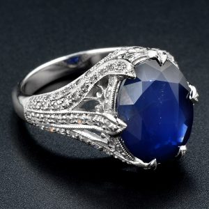Blue Sapphire Diamond Solitaire Ring (R3404)