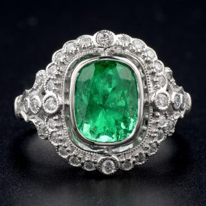 Alternative view of Emerald Diamond Halo Ring (R3441)