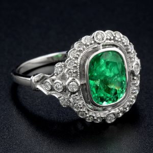 Emerald Diamond Halo Ring (R3441)
