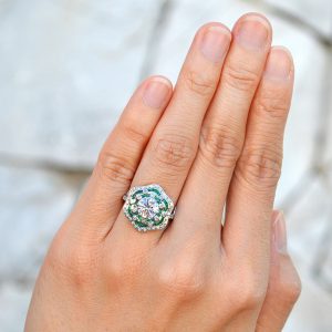 Alternative view of GIA Certified 1.02 Carat Diamond Emerald W/G Ring (R3602)