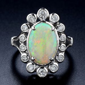 Opal Diamond Halo Ring (R3634)