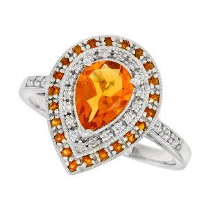 Citrine Diamond Halo Ring (R3637-PE)