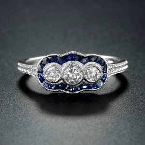 Blue Sapphire Diamond Engagement Ring (R3692)