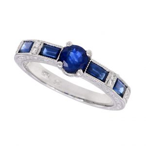 Blue Sapphire Diamond Solitaire Engagement Ring (R3720)