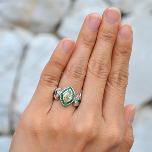 Alternative view of 1 Carat Fancy Diamond Emerald Diamond W/G Ring (R3752)
