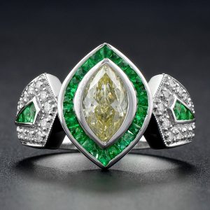 1 Carat Fancy Diamond Emerald Diamond W/G Ring (R3752)