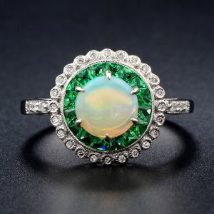 Opal Emerald Diamond Ring (R3782)
