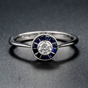 Blue Sapphire Diamond Ring (R3845)
