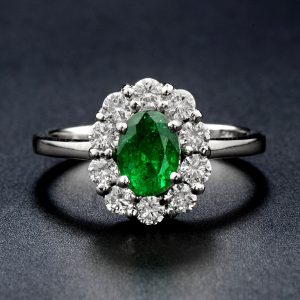 Emerald Diamond Halo Ring (R3887)