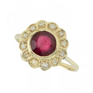 Ruby Diamond Halo Ring (R0490-CC)