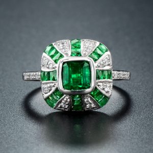 Diamond Emerald Engagement Ring (R2423)