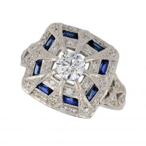 Diamond Sapphire Halo Ring (R2447)