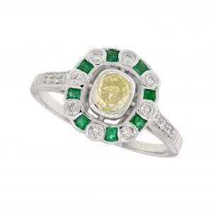 Diamond Emerald Engagement Ring (R3064)