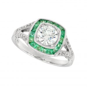 Diamond Emerald Engagement Ring (R3130-100)