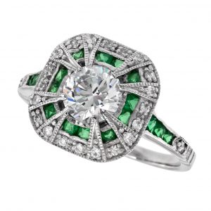 Diamond Emerald Engagement Ring (R3392)