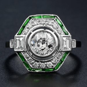 Alternative view of Diamond Emerald Engagement Ring (R3630)