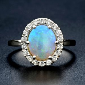Alternative view of Opal Diamond Halo Engagement Ring (R3884)