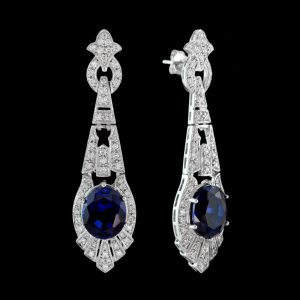 Alternative view of Sapphire Diamond Chandelier Earrings (E1744)
