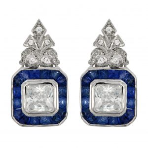 Diamond Sapphire Stud Earrings (E2725)