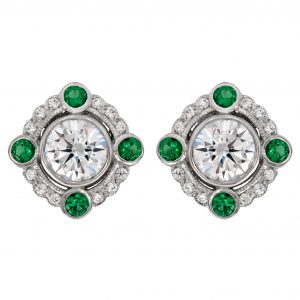 Diamond Emerald Stud Earrings (E2728)