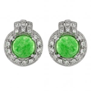 Jade Diamond Stud Earrings (E2854)