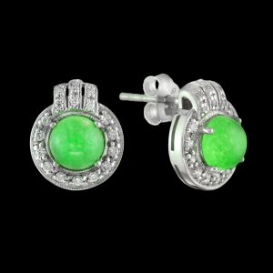 Alternative view of Jade Diamond Stud Earrings (E2854)